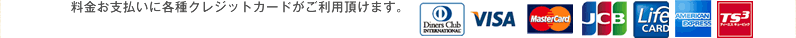 料金お支払いに各種クレジットカードがご利用頂けます。